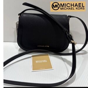 Michael Kors Women Lucie Black pebbled leather crossbody bag